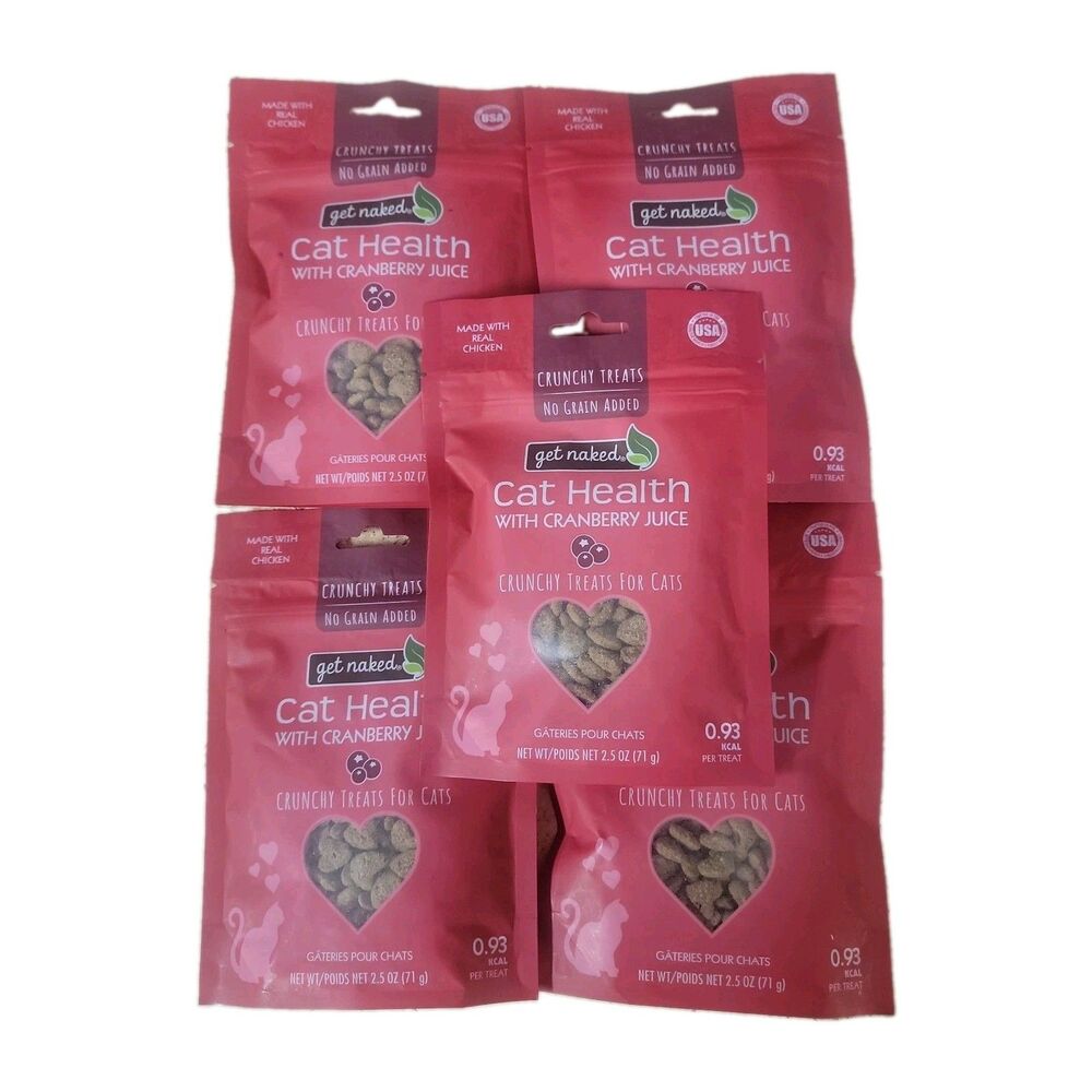 5 Pack  Get Naked Urinary Health Crunchy Treats For Cats, Cranberries 2.5 Oz